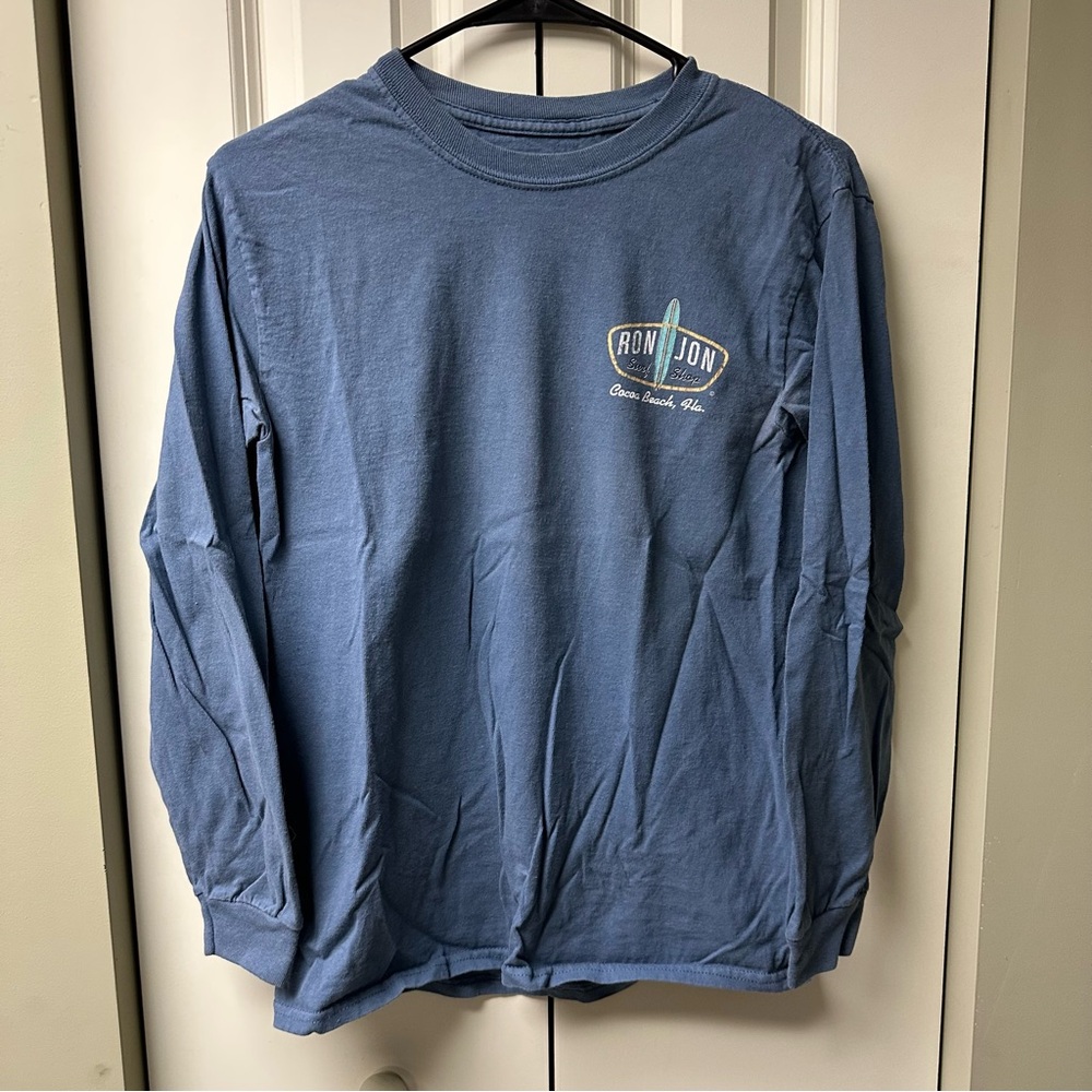 Ron Jon Blue Surf Shop Logo Long Sleeve T-Shirt - Small 100% Cotton